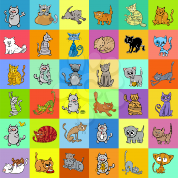 Cartoon Illustration of Cats Pet Characters Pattern or Decorative Paper Graphic Design