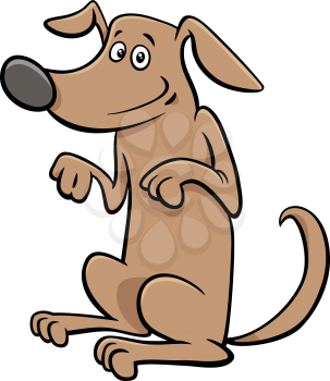 Cartoon Illustration of Standing or Beging Dog Pet Animal Character