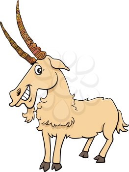 Cartoon Illustration of Funny Goat Farm Animal or Capricorn Comic Character