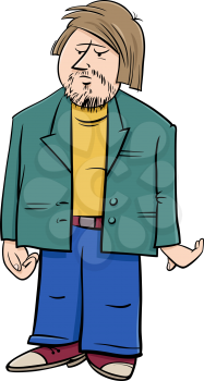 Cartoon Illustration of Man Funny Comic Character in Jacket