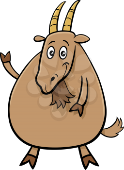 Cartoon Illustration of Funny Goat Farm Animal Comic Character