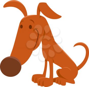 Cartoon Illustration of Funny Brown Dog or Puppy Animal Character