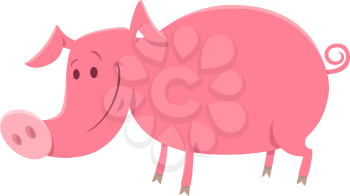 Cartoon Illustration of Cute Pig or Piglet Farm Animal Character