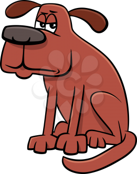 Cartoon Illustration of Unhappy or Grumpy Dog Comic Animal Character