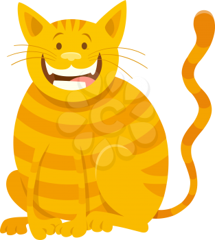 Cartoon Illustration of Happy Yellow Cat or Kitten Animal Character