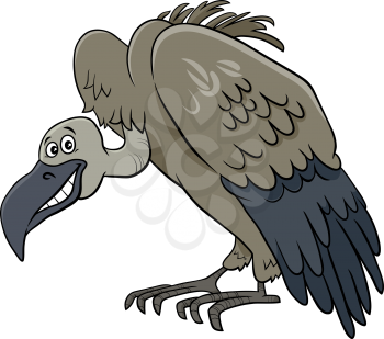 Cartoon Illustration of Vulture Bird Wild Animal Character