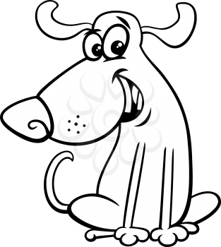 Black and White Cartoon Illustration of Cute Funny Dog or Puppy Animal Character Coloring Book Page