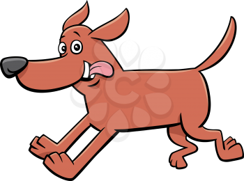 Cartoon Illustration of Happy Running Dog Comic Animal Character