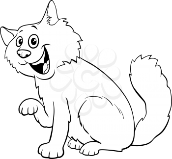 Black and WhiteCartoon Illustration of Funny Fluffy Cat or Kitten Animal Character Coloring Book Page