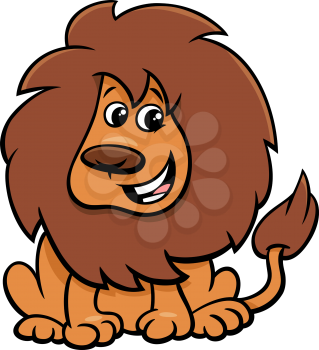 Cartoon Illustration of Cute Lion Wild Cat Animal Character