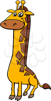 Cartoon Illustration of Happy Giraffe Safari Animal Character