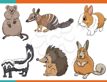 Cartoon illustration of funny mammals animals comic characters set