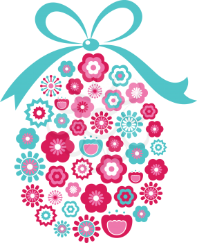 Royalty Free Clipart Image of a Flowery Easter Egg