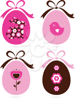 Royalty Free Clipart Image of Flowery Easter Eggs