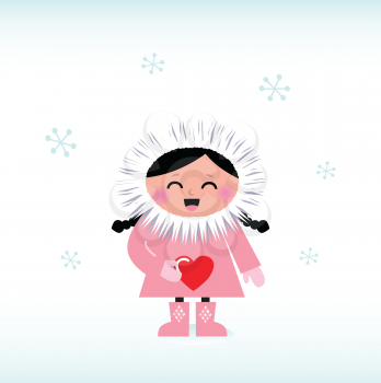 Royalty Free Clipart Image of an Inuit Girl