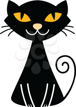 Stylized vector black cat. Vector Illustration
