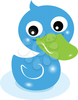 Cartoon swimming duck for baby boy. Vector Illustration