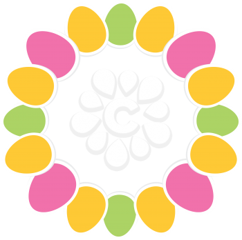 Easter eggs circle frame in vibrant colors. Vector Illustration 