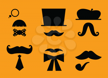 Mustaches and hats set. Vector Illustration