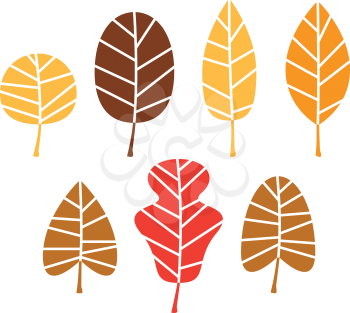 Stylized autumn leaves mix. Vector Illustration
