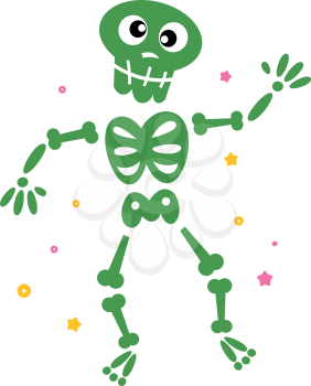 Funny Skeleton isolated on white. Vector cartoon illustration
