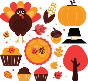 Thanksgiving items set. Vector Illustration