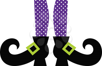 Purple dotted witch legs. Vector cartoon Illustration