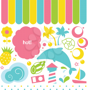 Royalty Free Clipart Image of a Colourful Summer Set
