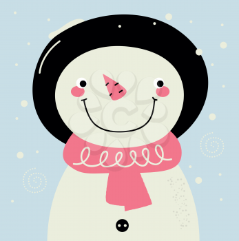 Royalty Free Clipart Image of a Cute Snowman
