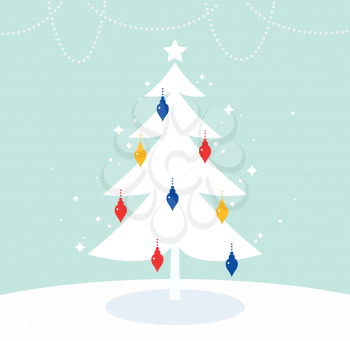 Royalty Free Clipart Image of a Decorated Christmas Tree Outdoors