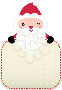Royalty Free Clipart Image of Santa Holding a Blank Sign
