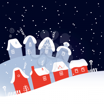 Royalty Free Clipart Image of a Winter Town