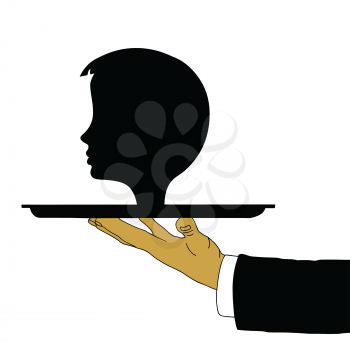 Royalty Free Clipart Image of a Head on a Tray