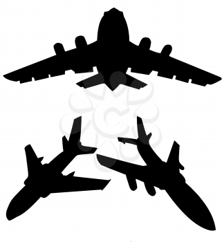 Royalty Free Clipart Image of Plane Silhouettes
