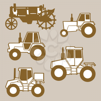 Royalty Free Clipart Image of Tractors