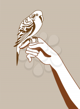 Royalty Free Clipart Image of a Person Holding a Parrot