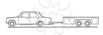 Royalty Free Clipart Image of a Car With a Trailer