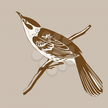 Royalty Free Clipart Image of a Bird Sitting on a Branch