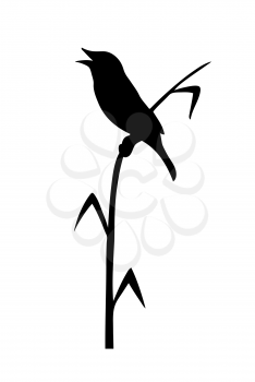 Royalty Free Clipart Image of a Bird on a Plant