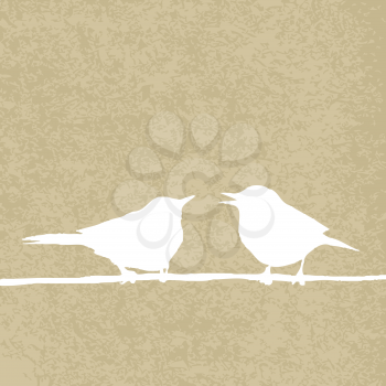 Royalty Free Clipart Image of Birds on a Wire