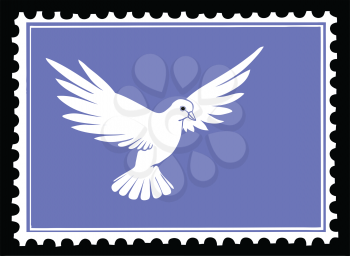 Royalty Free Clipart Image of a Dove Postage Stamp