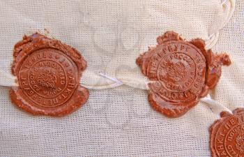of sealing wax seal on old parcel