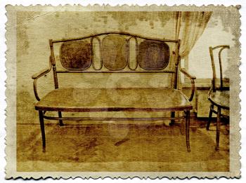 old-time furniture on grunge background