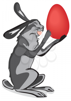 Royalty Free Clipart Image of a Rabbit With a Painted Egg