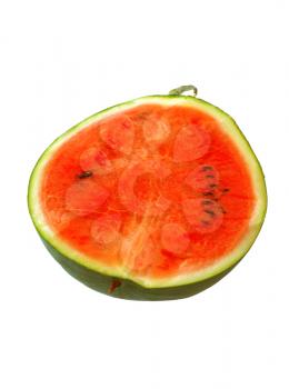 A ball-shaped watermelon on white background.                   