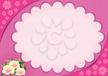 Lace frame with pink flowers, file illustration eps10.