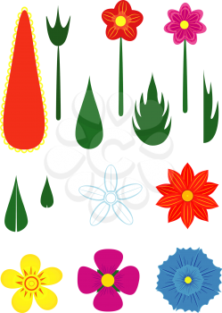Set of flowers and leaves, file EPS.8 illustration.