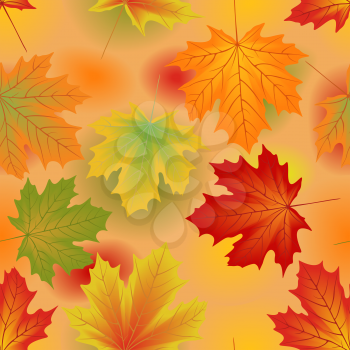 Seamless background with autumn maple leaves, EPS8 - vector graphics.