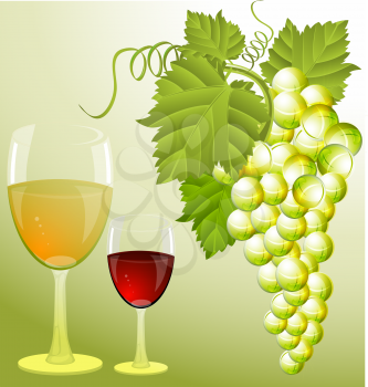 Royalty Free Clipart Image of Wine and Grapes