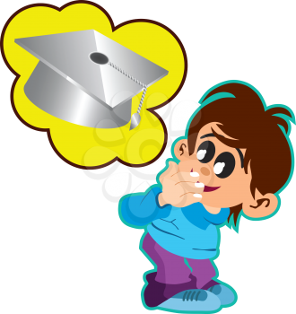 Royalty Free Clipart Image of a Child With a Graduation Cap